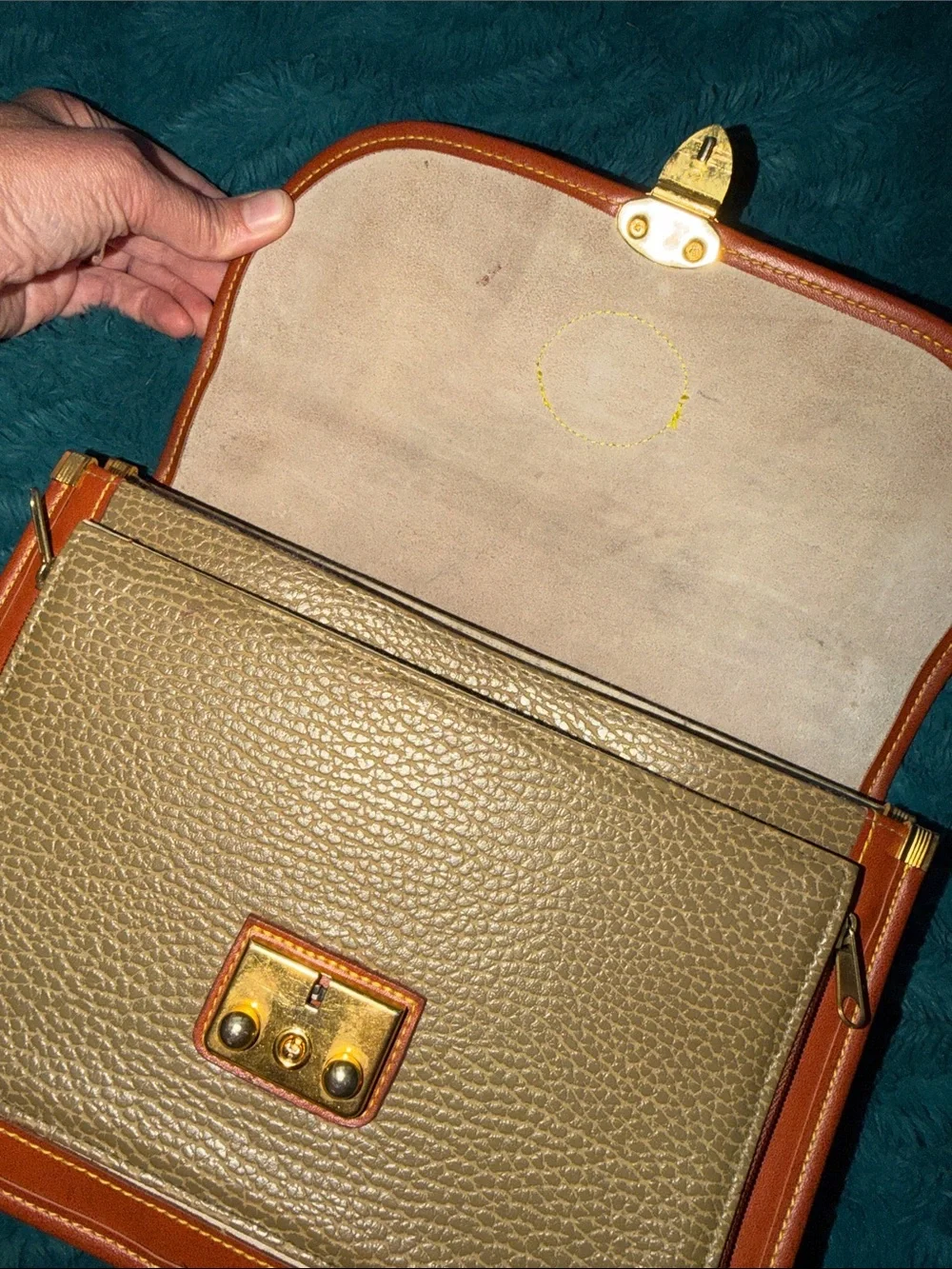 Vintage (1989-1993) Dooney & Bourke Tan Satchel Saddle Brown Trim - Make an Off!